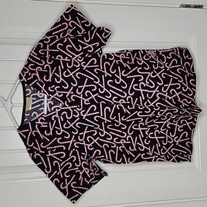 Tafford Uniforms Candy Cain V Neck Scrub Top with Pockets